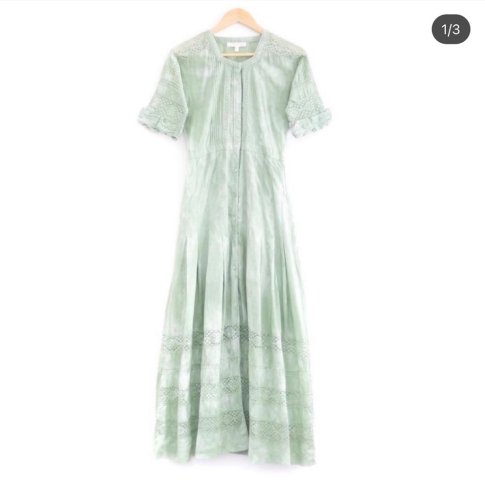 LoveShackFancy Edie Midi Dress in Lily Pond Hand Dye